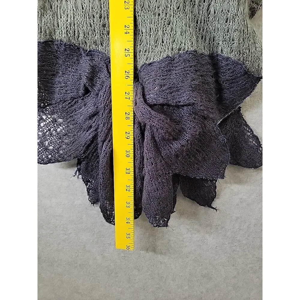 MADISON 88 Blue & Gray Fine Knit Scarf Wearable Art Flower Bow Soft Cottage Core